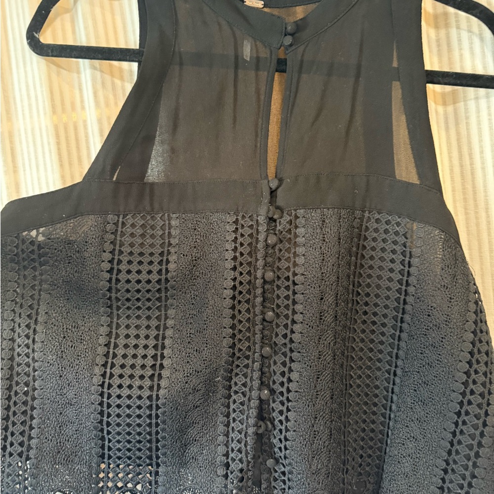 Free People black lace sheer button front top NWT Large